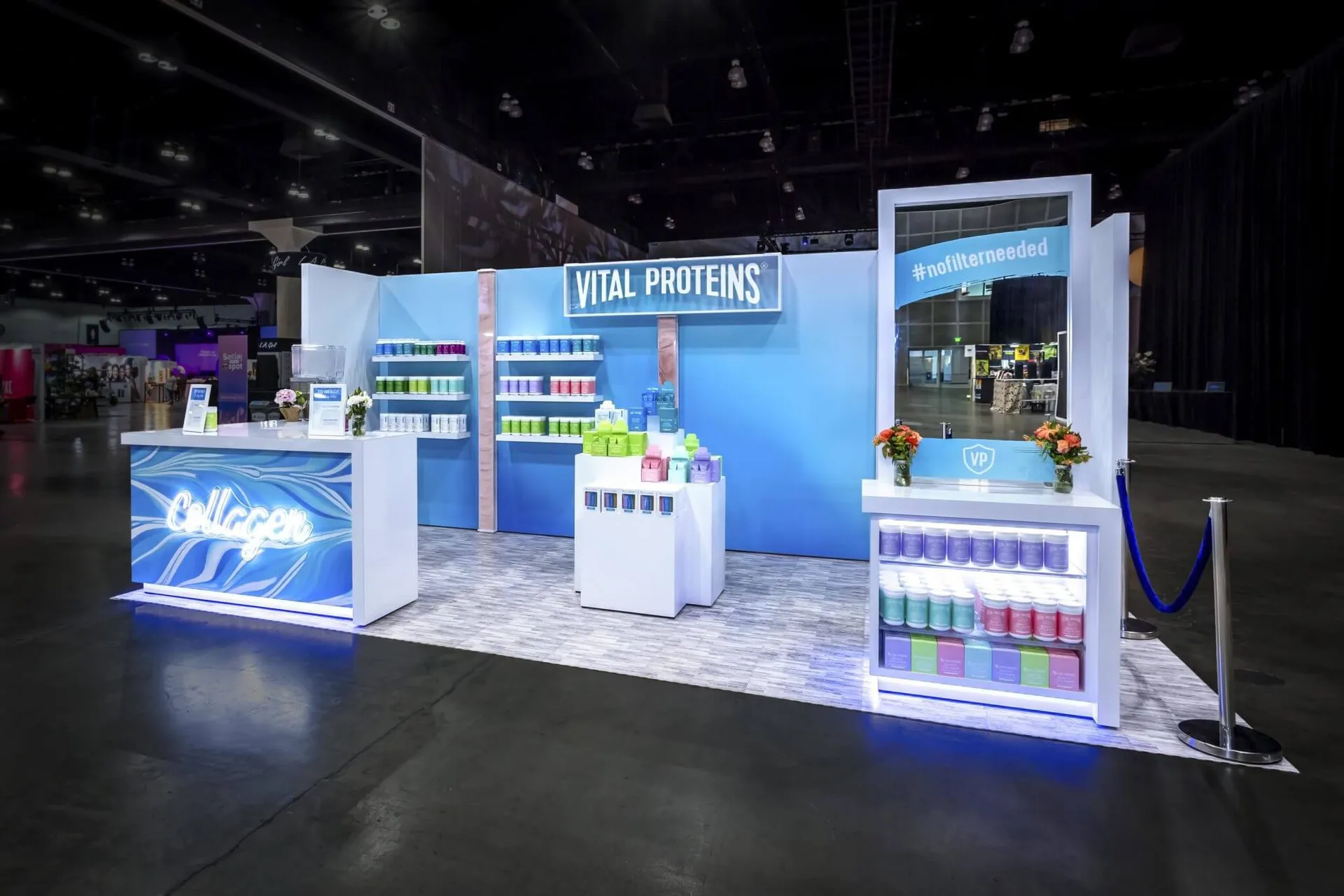 Vital Proteins trade show booth with product displays